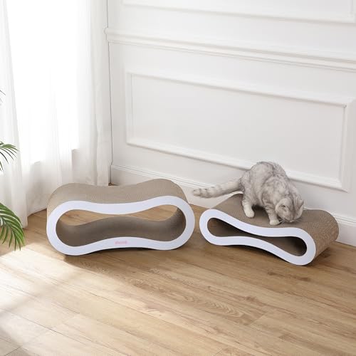 CSR1014B Suvi 26" Modern Cardboard Infinity 2-in-1 Lounge Bed Cat Scratcher with Catnip, Cloud