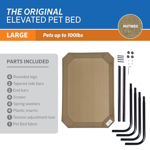 Coolaroo Original Elevated Dog Bed - Breathable Off-The-Ground Pet Bed with Cooling Fabric, Joint Relief & Moisture-Resistant Fabric, 100% Recyclable, Easy Clean, Nutmeg, Large
