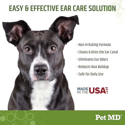 Pet MD Dog Ear Cleaning Wipes – Otic Cleanser for Dogs, Soothing Ear Care with Aloe Vera & Eucalyptus, Regular Wipes, 100 Count