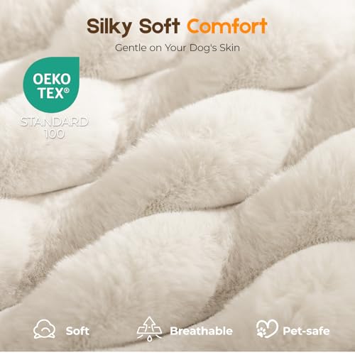 Orthopedic Dog Bed for Large Dog, Waterproof Pet Bed,Non-Slip Bottom and Egg-Crate Foam with Removable Washable Cover Crate Bed,Cream,36"x27"x3"