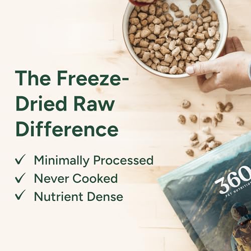 360 Pet Nutrition Freeze-Dried Raw Dog Food – Multi-Protein with Beef, Chicken, Fish, Liver & Organs, High Protein, Omega-3s, Fruits, Veggies