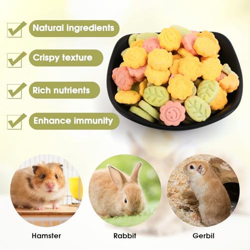 Abizoo 3 Vegetable Chews Treats: Grain Free Natural Snacks with Beet, Carrot, Spinach for Hamsters, Rabbits, Guinea Pigs & Gerbils Crunchy for