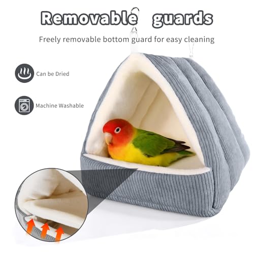 Medium Winter Warm Bird House and Bird Bed for Cage with Soft Plush Hanging Hammock & Hut Tent, Hideaway Sleeping Nest for Budgies, Parakeets