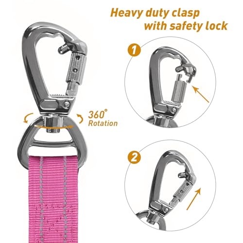 AUBELL Tactical Dog Leash Heavy Duty,4-6ft Reflective Strong No Pull Bungee Leash for Medium Large Dogs with Comfortable Padded Double Handle,Car
