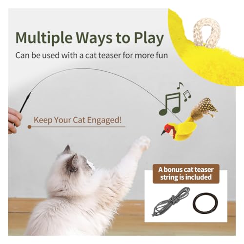 Catnip Cat Toys Satisfy Cat's Natural Hunting Instintion for Indoors Cats Feather Toys Interactive with Lifelike Chirp Sound Chirping Bird Kitten Toy