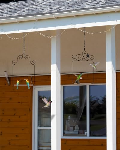 PACETAP Hummingbird Swings and Perches Metal Frame 2 Pack, Wild Bird Swing Outdoor Bird Perch with Wooden Dowel and 2 Hanging Chain for Hanging