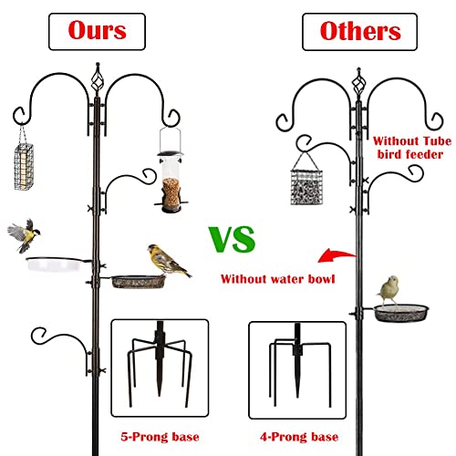 Deluxe Bird Feeding Station Kit With Multi Feeder Hanging Pole, Metal Suet Feeder, Bird Bath, Mesh Tray for Attracting Wild Birds and Planter Hanger