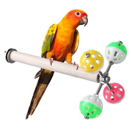 Stand Perch Toy with Rotating Balls for Birds, Parakeets, Budgies, Cockatiels, Parrots, Budgerigars, Conures, Parrotlets, Ringnecks, Lovebirds (1Pcs)