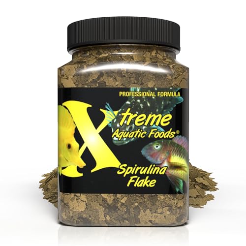 Xtreme Spirulina Flakes - Balanced Herbivorous Diet for Tropical and Marine Fish, Enhanced Health, Vibrant Colors - USA Farm Grown - Ideal for