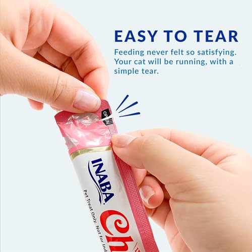 INABA Churu Cat Treats, Lickable, Squeezable Creamy Purée Cat Treat with Green Tea Extract & Taurine, 0.5 Ounces Each Tube, 24 Tubes (4 per Pack)