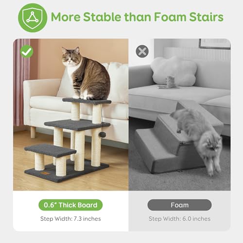 Pawque Dog Stairs & Cat Scratching Post Pet Steps for High Beds Couch, High-Strength Boards Holds up to 150 lbs for Indoor Small Cats Kittens Dogs