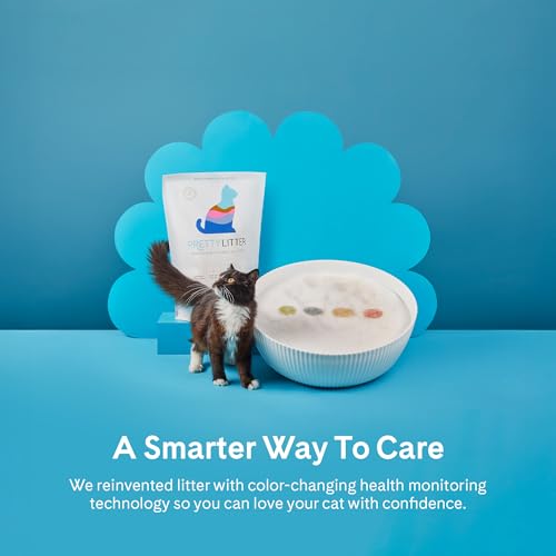 PrettyLitter Health Monitoring Cat Litter (Unscented, Non Clumping) | Lightweight & Low Tracking, Color Changing Silica Gel Crystals, Advanced Odor
