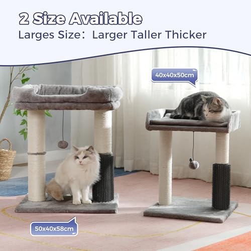 Cat Tree Tower for Large Cats Cat Scratching Post with 20x15.7”Wide Top Bed, Self Groomer, Thick Scratch Post [Dia=4.5”] and Danging Ball Great for