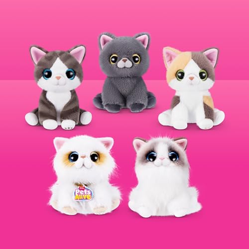 Pets Alive Smitten Kittens Series 2 (Calico Cat) by ZURU – Interactive Plush Cat Toy with 10 Sounds, Surprise Unboxing, Soft Collectible Pet for Ages