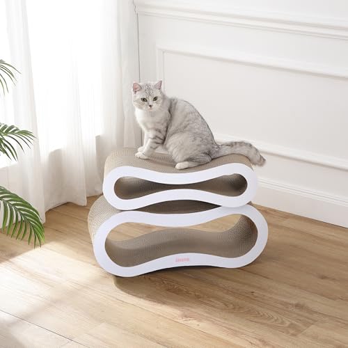 CSR1014B Suvi 26" Modern Cardboard Infinity 2-in-1 Lounge Bed Cat Scratcher with Catnip, Cloud