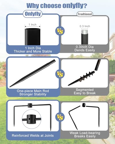Bird Feeder Pole Stand – 74.5 Inch Height Feeding Station with 1-Inch Dia Heavy Duty for Hanging Feeders, Bird House Pole Mount Kit for Outdoor