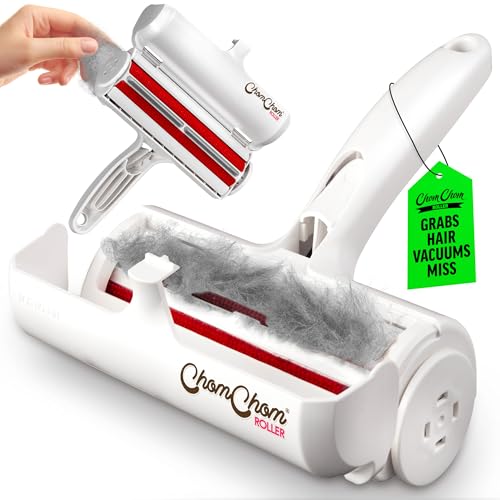ChomChom Roller Pet Hair Remover – Original Size Reusable Lint Roller for Cat & Dog Hair on Furniture, Couch, Carpet, Car, Rugs & Bedding – Portable