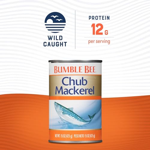 Bumble Bee Chub Mackerel, 15 oz Can (Pack of 12) - Canned Mackerel Fish, High Protein Keto Food, Gluten Free