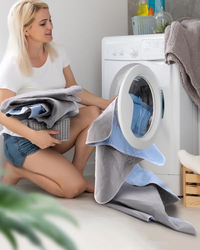 Washable Bed Pads 34" x 36" - 4 Pack, Grey, Waterproof Bed Pads for Incontinence, Bed Wetting Pads for Bed, Sofa, Floor, Resuable Underpads for