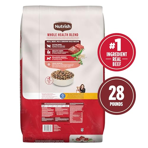 Nutrish Dry Dog Food, Real Beef, Pea & Brown Rice Recipe Whole Health Blend for Adult Dogs, 28 lb. Bag, Packaging May Vary (Rachael Ray)