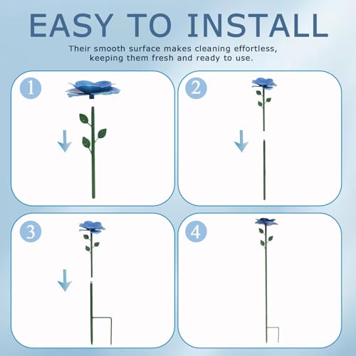 Bee Watering Station, Butterfly Feeder, Metal Bee Water Feeder with Flower Design,Elegant Outdoor Rose Yard & Patio Garden Decor (4PCS)