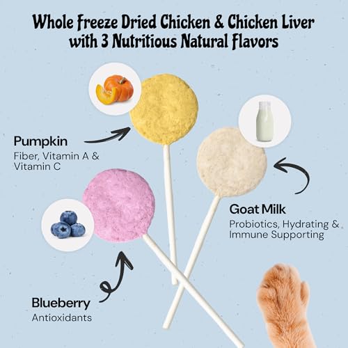 MalsiPree Cat Lollipop Treats - Interactive Cat Toy & Freeze Dried Cat Treats - Fun Suckers & Pops - Healthy Cat Birthday Treats, Cake Alternative