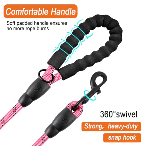 BARKBAY Dog Leashes for Large Dogs Heavy Duty Dog Leash 4/5/6 FT with Comfortable Padded Handle and Highly Reflective Threads for Medium Large Dogs