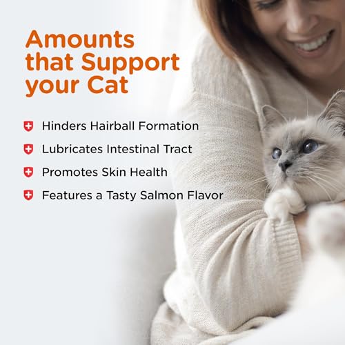 Nutri-Vet Hairball Paw Gel, Cat Hairball Remedy, Kitten Supplies, Hair Ball Relief for Cats, Fur Ball Remedy, Soybean & Coconut Oil, Salmon Flavor, 3