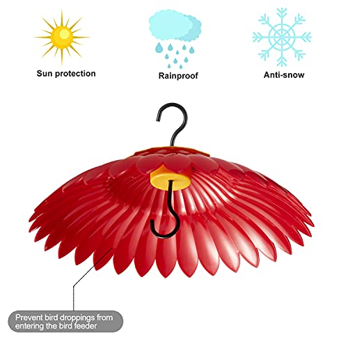Beserie Squirrel Baffle Hummingbird Feeder Shade Cover Dome Shield Hang from Bird Feeders for Outdoors Squirrel Proof Protect Feed Red Yellow Attract