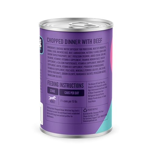 A Strong Heart Wet Dog Food, Chopped Beef Dinner — Real Beef & Chicken, Complete & Balanced for All Life Stages, Made in USA by Simmons Pet Food