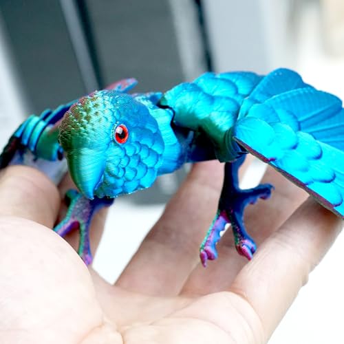 3D Printed Parrot Fidget Toys,Bird with Flexible Wing,Threedee Printing Animals Stuff,Home Office Decor Skeleton Dragon,Festival Gifts Action
