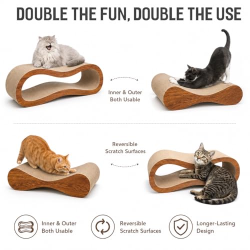 Simple Delxue Cat Scratcher, 2 in 1 Cat Scratching Board, Cat Cardboard, Scratch Lounger, Large, 27.56 x9.45 x8.86 inch