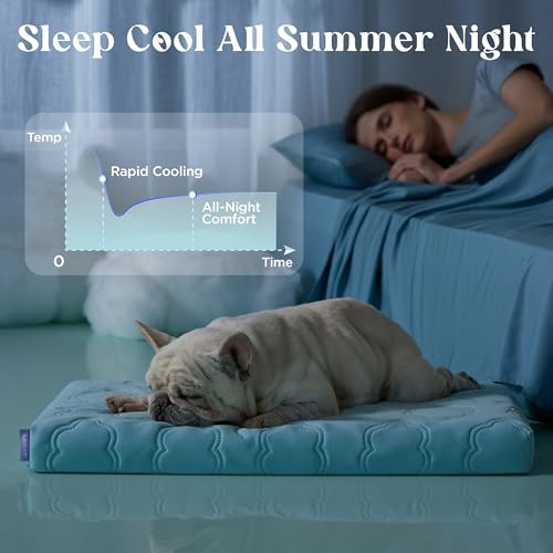 LE SURE ApexCloud™ Cooling Dog Bed for Large Dogs with Washable Cover,35IN | Q-Max>0.5 Cool-Touch Fabric, Orthopedic Egg Crate Foam,Breathable