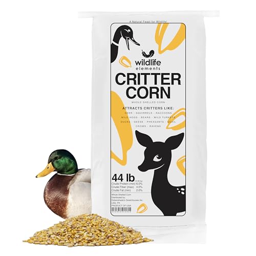 Critter Corn, Natural Whole Shelled Corn for Wildlife, 44lb Bag – High-Energy Feed for Deer, Squirrels, Turkeys, Ducks, Raccoons, and More – USA