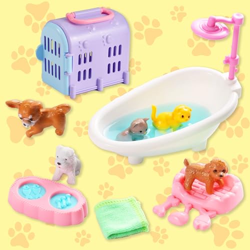 Carolart Pet Sensory bin,Dog and Cat Sandbox for Kids,Kids Play Sand Kit,Pet Play Set with Sensory Sand,Pet Care Play Set,Role Pretend Play Beach Toy