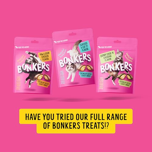 Bonkers Bites Paw Lickin Grain-Free Chicken Crunchy Cat Treats, 30 oz tub