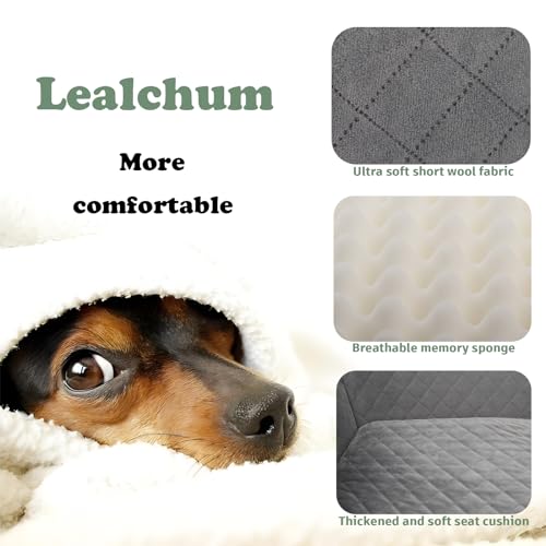 Lealchum Dog Car Seat Up to 55lb,2 Clip-On Safety Adjustable Leashs Car Dog Bed for 2 Small Dogs,Fully Detachable and Washable Pet Car Seat with 2