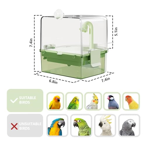 Automatic Bird Baths for Cage – Indoor Parakeet Bath with Pump, Bird Shower with 2 Modes Running Water, Bird Cage Accessory for Pet Birds Conure