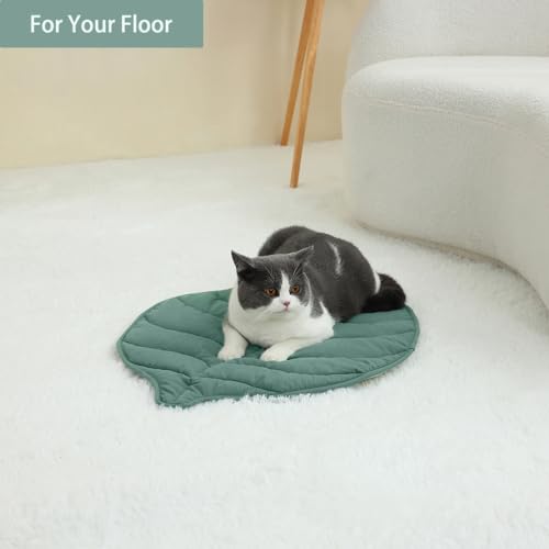 Letalong 30 X 20 Inch Leaf Shaped Cotton Cat Bed Pad, Warming Cat Mat, Pet Warming Pad for Cats, Warmer Mat for Feral and Indoor Cats, 2025 Enlarged