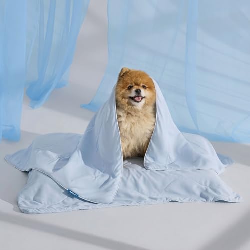 Bedsure Cooling Blanket for Small Dogs with Breathable Air-Core Fill Q-MAX>0.4 - Dog Cooling Mat Soft, Lightweight Pet Cat Throw Cold Blanket