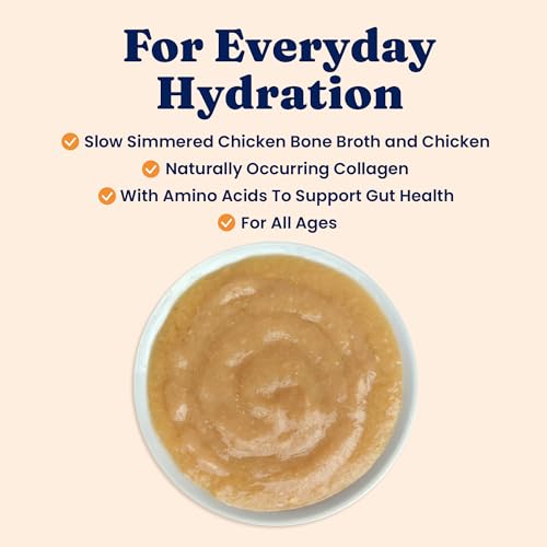 Solid Gold Bone Broth Cat Food Topper - Limited Ingredient Lickable Cat Broth Pouches w/Chicken Protein Shreds & Collagen for Hydration & Gut Support