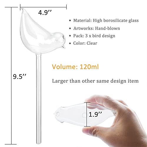 Glass Plant Watering Globes, Self Watering Globes Bird Shape, Self Watering Planter Insert, Plant Watering Devices, Automatic Plant Waterer Indoor