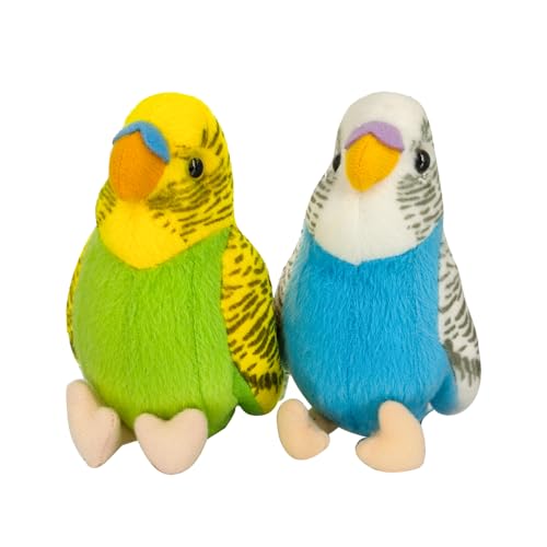 2Pcs Budgerigar Plush Toy, 5.5 inches, Parakeet Plush Toy, Budgie Soft Toy, Bird Stuffed Animal for Kids