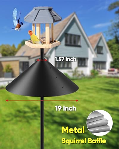 19 Inch Metal Squirrel Baffle for Bird Feeder Pole, Outdoor Squirrel Proof Bird Feeders, Bird House Guard for Shepherd’s Hook, Rust Chew Proof Heavy