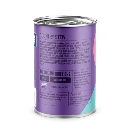 A Strong Heart Wet Dog Food Cans, Country Beef Stew with Peas & Carrots — Stew-Style Cuts, All Life Stages, Complete & Balanced, Made in USA, 13.2 oz
