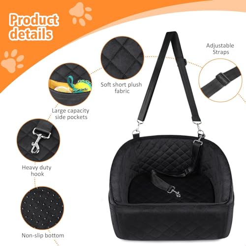 NEEZUKAR Dog Car Seat for Small Medium Dogs,Detachable Washable Dog Booster Seat Under 30lbs, Pet Car Seat Travel Bed with Storage Pockets and Dog