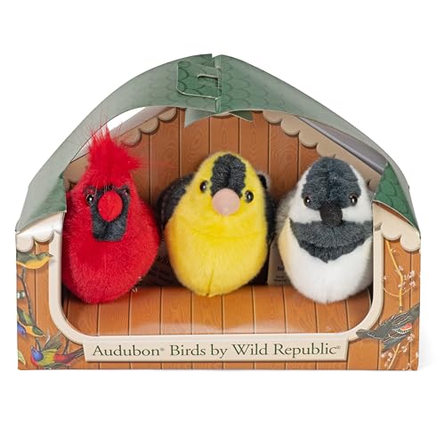 Wild Republic Audubon Birds Collection with Authentic Bird Sounds, Northern Cardinal, American Goldfinch, Chickadee, Bird Toys for Kids and Birders 3