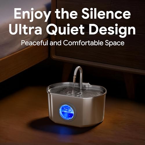 Cat Water Fountain Stainless Steel: 73oz/2.2L Cat Fountain for Drinking- Pet Water Fountain Inside - Automatic Dog Watering Dispenser Bowl - Pet