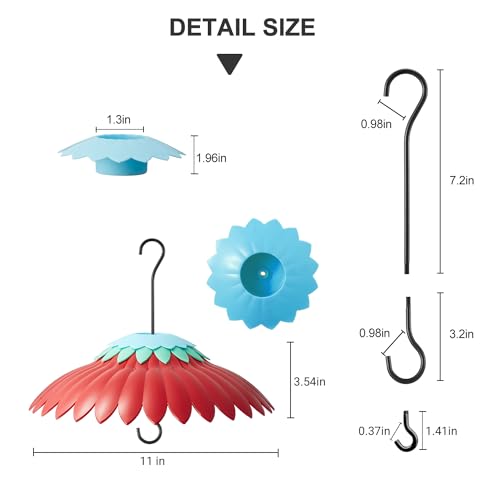 Bird Feeder Weather Guard Dome Cover Red Rain Shade for Hummingbird Feeders Built-in Moat Proof, Easy to Install 11inch