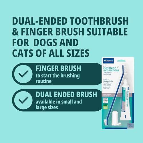 Virbac C.E.T.® Oral Hygiene Kit for Dogs | Poultry-flavor Toothpaste | Fingerbrush and Pet Toothbrush